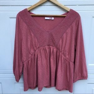 NWT SO KNIT  PEASANT TOP -CENTURY PINK SZ XXL